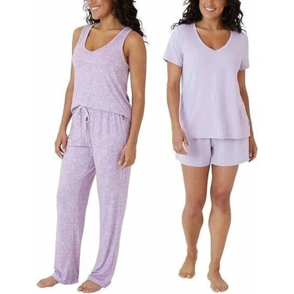 Eddie Bauer Lg 4-Piece Pajama Set Shirt Tank Top Shorts Pants Sleepwear Lounge